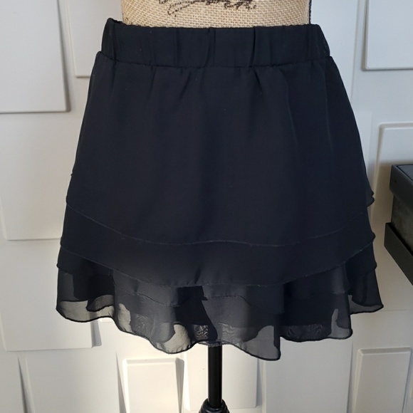 Catch My mini skirt black tiered ruffle mini elastic waist Size Small Juniors - Picture 5 of 5